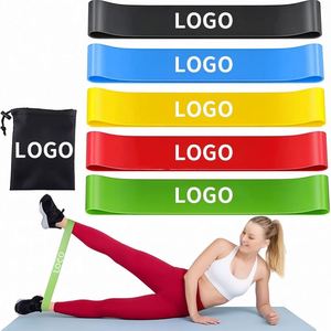 Ensemble de 5 bandes de résistance en latex pour entraînement à domicile, avec logo et sac de transport - Product Image 1