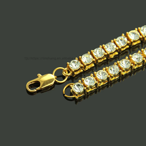 Men's Popular Hip-hop 1-row Necklace, Rhinestone Single-row <b>Ice</b> Buckle King Tennis <b>Chain</b> Necklace Tanjing Fashion - Product Image 3