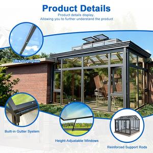 غرفة شمسية حديثة من الألمنيوم ذات سقف مسطح قابلة للطي والتحريك من SUNTO، مع مجموعات البيوت الزجاجية والدفيئات - Product Image 3