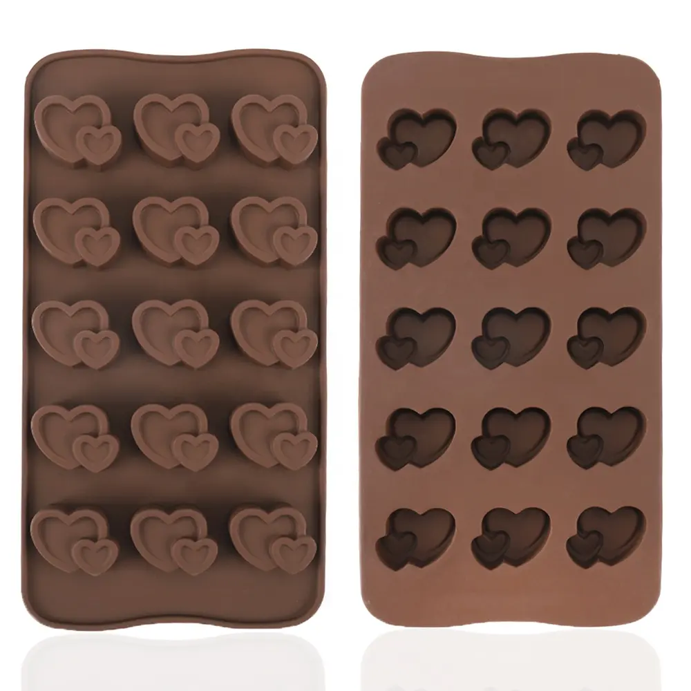 Hot selling heart shaped 15 cavity non stick easy demoulding silicone polycarbonate chocolate moulds mold