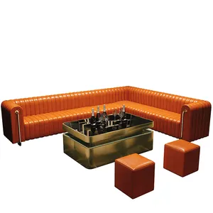 Foshan Bar Furniture Booth Sofa Kualitas Baik Pu Kulit Modern Vip Strip Night Club Lounge Kuku KTV Bar Furniture