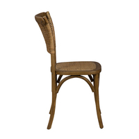 Chaise de salle à manger vintage en rotin tressé avec dossier en bois et assise en rotin pour événements, banquets, cafés, restaurants et mariages