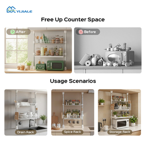 YIJIALE gümüş <span class=keywords><strong>3</strong></span> katmanlar toptan çanak çelik dolap ekran uzay sepeti üniteleri toz organizatör mutfak depolama raf Metal - Product Image 4