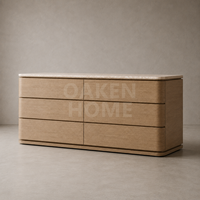 OAKEN Meuble de chambre à coucher de luxe léger, style français, personnalisé OEM ODM, en bois de chêne, coiffeuse, commode, buffet, meuble de rangement, mobilier de maison