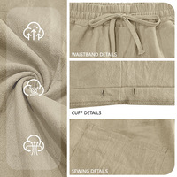 Pantalones Cortos Casuales de Lino con Cordón y Cintura Elástica, de Secado Rápido, Transpirables, de Pierna Recta, Color Liso, para Uso Diario en la Playa