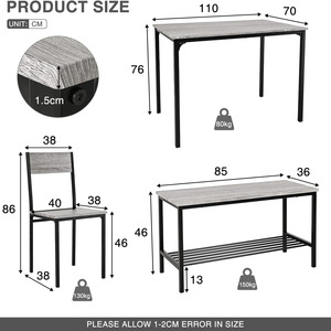 Wooden grain storage <b>bench</b> <b>and</b> dining <b>table</b> set (three-piece set), suitable for home use, including dining <b>table</b> <b>and</b> <b>chairs</b>, - Product Image 4