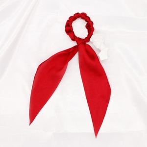 Mềm Bow <span class=keywords><strong>Knot</strong></span> Cô Gái Đàn hồi hairband satin rắn màu phụ nữ giá rẻ tóc scrunchies với đuôi dài - Product Image 6