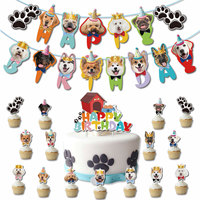 Decoración para Fiesta de Cumpleaños de Perros, Guirnalda de Papel DIY con Huellas de Patas, Globos de Látex, Adornos para Pasteles y Cupcakes