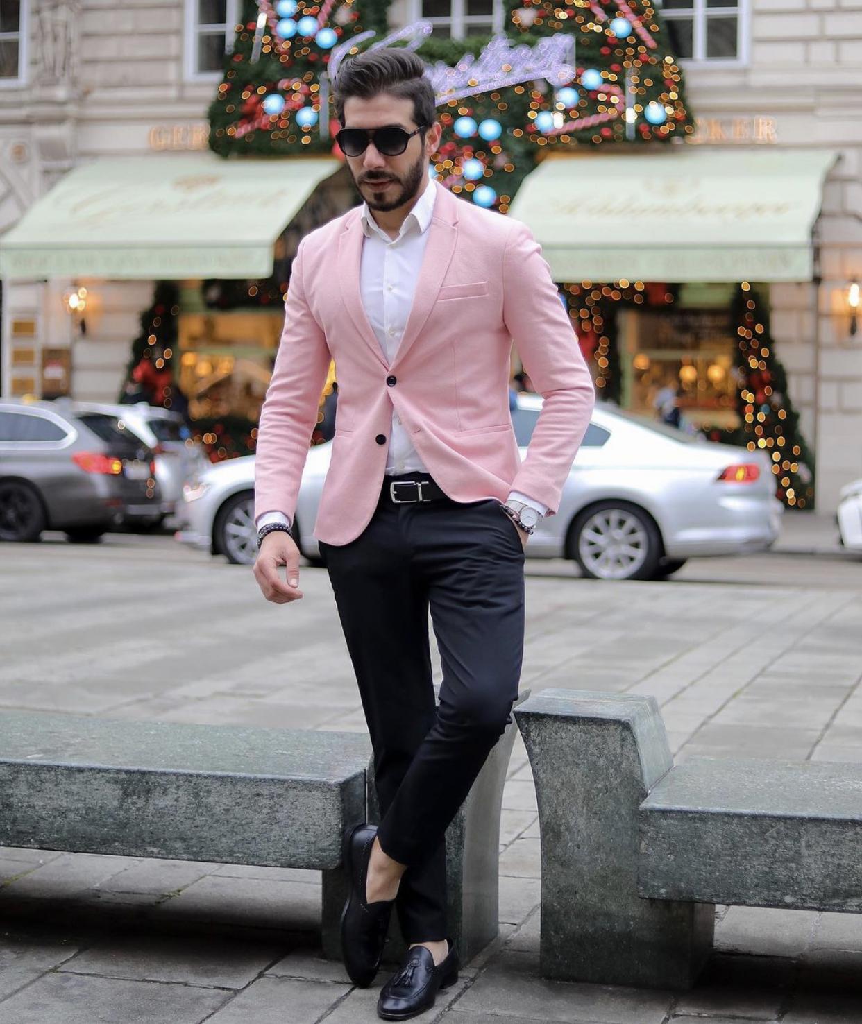 New Pink Slim Fit Blazer for Men - Perfect for Groom, Wedding, Prom, and Business Events - Breathable Design, Zipper Closure New Pink Slim Fit Blazer for Men - Perfect for Groom, Wedding, Prom, and Business Events - Breathable Design, Zipper Closure