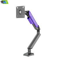 Support d'écran unique KALOC Purple Gas Spring pour moniteur 17-32 pouces, fixation de bureau en acier, VESA 100x100