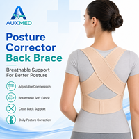 Correcteur de posture réglable beige respirant et confortable avec soutien dorsal croisé pour femmes et employées de bureau