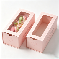 Boîte d'emballage personnalisée pour macarons blancs avec fenêtre transparente coulissante, boîte à pâtisserie blanche