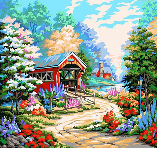 CHENISTORY 992497 DIY numbers oil painting on canvas Country lane wall pictures abstract painting diy for living room