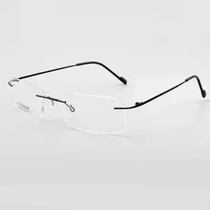 Óculos quadrados para leitura, óculos sem aro quadrados clássicos de negócios, óculos ópticos para leitura, 6020