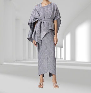 Ensemble de robes longues de luxe deux pièces pour femme, directement de l'usine, avec haut doré uni, tenue de soirée élégante plissée avec ceinture - Product Image 2
