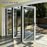 Porte pliante extérieure en aluminium imperméable Rogenilan Patio, double vitrage, porte accordéon en verre trempé