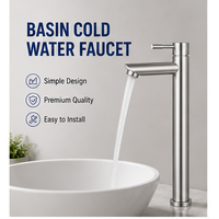 Robinet de lavabo en acier inoxydable brossé S304 de qualité supérieure - Robinet monocommande à col haut pour lavabo sur plan en salle de bain