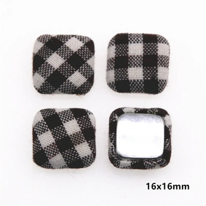 DIY ev bahçe el sanatları Cabochon konfeksiyon aksesuarları ekose kumaş kaplı kalp/kare düz geri düğmesi - Product Image 6