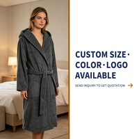 Peignoir en coton éponge à col kimono marron épais et durable pour la plage et la vestiaire, avec ceinture, sur mesure pour femme
