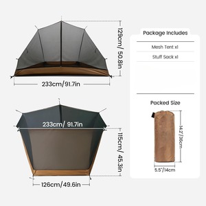 Tente tunnel 2-en-1 OEM avec cheminée intégrée - Tente de camping convertible 4 saisons avec filet intérieur pour l'hiver et l'été - Product Image 4