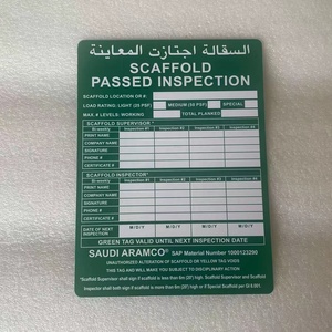 Saudi Aramco Amarillo/Verde/Rojo Andamio Etiqueta Inspección DE SEGURIDAD Insertar Tarjeta Amarillo - Product Image 5