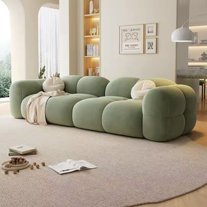 Sofá Modular de Diseño Moderno en Color Crema para Sala de Estar, Juego de Puffs de Material de Pana de Color Sólido, Muebles Reclinables - Product Image 2