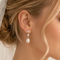 Collier et boucles d'oreilles en or plaqué PVD 18 carats avec perle naturelle et zircon, acier inoxydable 316L, bijoux vintage pour femmes, cadeau OEM