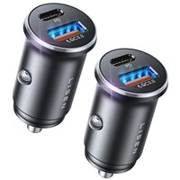 LISEN Paquete de 2 Cargadores de Coche Mini USB a USB C de 36W PD, Adaptador de Carga para Teléfono, Enchufe para Encendedor de Cigarrillos para iPhone 17 16 Samsung S26