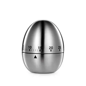 Cute Stainless Steel Egg Kitchen Timer Metal Mechanical Countdown Cooking Timer with Loud Alarm for Kids Cooking Tools