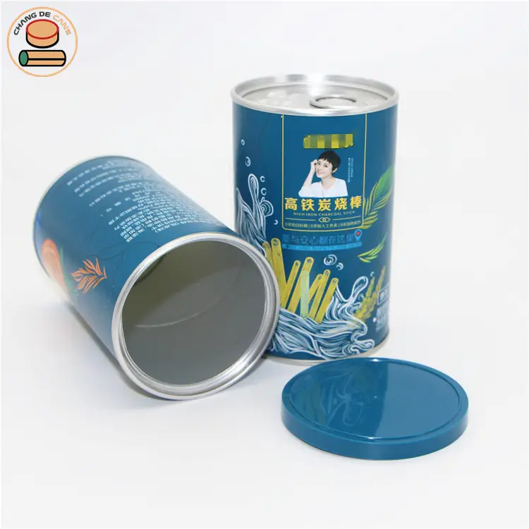 कस्टम लोगो और डिजाइन एल्यूमीनियम चाय पैकिंग बॉक्स क्राफ्ट पेपर ट्यूब प्लास्टिक के ढक्कन के साथ