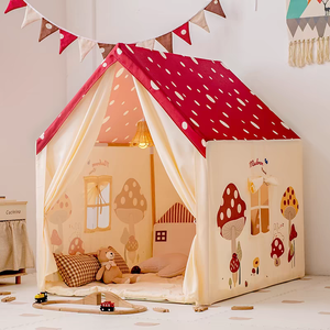 नए आगमन पोर्टेबल त्रिकोणीय प्ले हाउस टेंट नरम पॉलिएस्टर कपड़ा बच्चों के लिए इनडोर आउटडोर उपयोग - Product Image 2