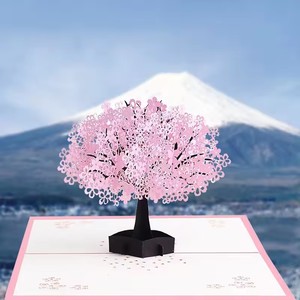 Cartes Pop-Up 3D Carte d'<span class=keywords><strong>anniversaire</strong></span> Saint Valentin Cadeaux d'<span class=keywords><strong>anniversaire</strong></span> Carte postale Invitations de mariage cerisier Cartes de vœux - Product Image 6