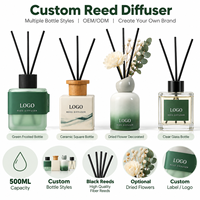 Diffuseur de parfum d'ambiance personnalisé 500 ml grande capacité, sans fumée, avec bâtonnets, pour huiles essentielles, aromathérapie, OEM