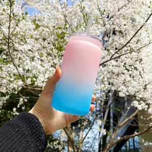 Ready to Ship 16Oz Ombre Jelly Plastic Matte Colored <b>Beer</b> Can for Uv Dtf Wraps With Colorful Pp Lids - Product Image 1