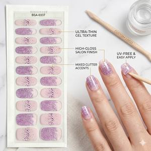 Bandes de gel à paillettes violettes ombrées pour marque privée, longue durée, qualité salon, sans UV, pour ongles, en vrac, sans besoin de polymérisation - Product Image 2
