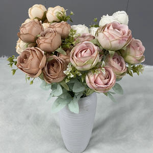 Fleur artificielle 9 têtes rosée Rose décorations intérieures mariage fausse fleur <span class=keywords><strong>pour</strong></span> <span class=keywords><strong>la</strong></span> photographie et <span class=keywords><strong>la</strong></span> décoration Rose Bouquet - Product Image 2