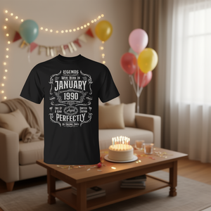 Camiseta vintage de edición limitada para el 35.º cumpleaños de las leyendas nacidas en enero de 1990, perfectamente envejecida - Product Image 3