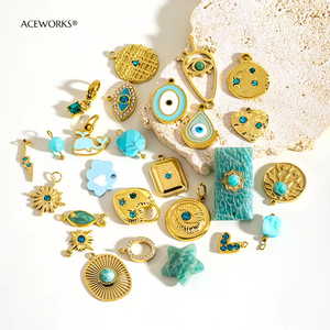 Ramo de ensueño turquesa |   Colgante de Acero Inoxidable Chapado en Oro PVD de 18K para Fabricación de Joyería DIY |   Impermeable e Hipoalergénico - Product Image 2