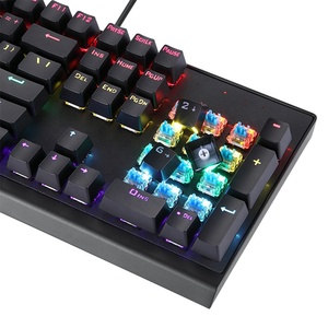 104 चाबियाँ आरजीबी Keycaps पूर्ण कुंजी Punchless धातु पैनल वायर्ड सियान शाफ्ट यांत्रिक कीबोर्ड - Product Image 2