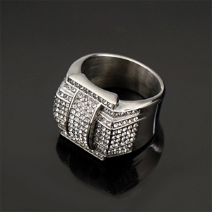 Dainty <b>Men</b> <b>Rings</b> Stainless Steel Jewelry <b>Ring</b> Luxury Full Diamond Hoop <b>Rings</b> <b>for</b> <b>Men</b> - Product Image 4