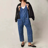 Canal 2025 décontracté sans manches ample Baggy salopette jean pantalon pulls avec poches pour femmes haut rouleau Denim combinaisons