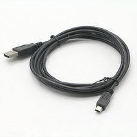 Cable de Carga y Transferencia de Datos USB 2.0 con Interfaz en Forma de T Mini 5P, Revestimiento de PVC, Blindaje Trenzado, Conectores Niquelados/Dorados para MP4