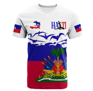 Kaos 3D Print Bendera Haiti Custom Lengan Pendek untuk Anak-anak dan Dewasa Ukuran Besar - Product Image 5