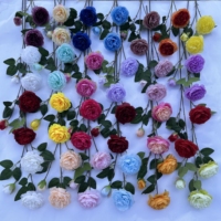 Fleur artificielle à tige unique de haute qualité à 3 têtes en tissu de soie premium pour décorations de mariage et de maison - Prix de gros