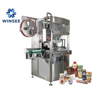 Machine d'étiquetage automatique de manchons de bouteilles et de pots cosmétiques en acier inoxydable, électrique, numérique, avec contrôle PLC, moteur et écran tactile, de qualité