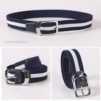 Ceinture unisexe extensible tressée en tissu extensible avec garniture en cuir, ceinture de golf décontractée à rayures avec boucle en alliage