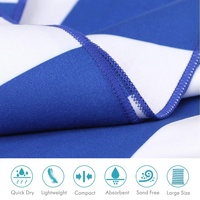 Serviette de plage surdimensionnée en microfibre douce à rayures, personnalisable avec logo, vente en gros de haute qualité