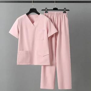 Scrubs Set Bolsillos Tops Pierna recta Pantalones DE TRABAJO Estilo de moda estirable para la belleza médica del Hospital - Product Image 5