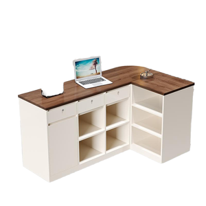 Comptoir commercial multifonctionnel en bois de style crème pour magasin de vêtements et petit bar - Product Image 3