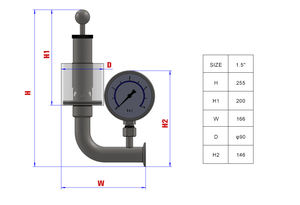 1,5 дюймов зажим регулируемый клапан регулирования давления с манометром 100 мм - Product Image 3
